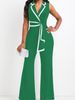 women's clothing new fashion V-neck temperament elegant sleeveless jumpsuit wide-leg pants_ecoleips.com