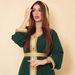 Elegant Green Long-Sleeve Hooded Dress With Lace Trim – Modest Islamic Fashion For Women Breathable Comfort_ecoleips.com