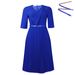 Elegant V-Neck A-Line Midi Dress With Pleated Detail-Inspired Flowy Summer Dress For Women, Plus Size Casual To Office Wear With Belt_ecoleips.com