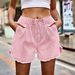 Women's Clothing Raw Edge Flower Bud Denim Elastic Waist Shorts Wish Trend_ecoleips.com