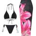 New foreign trade cross border European and American style sexy printed three piece swimsuit charm lily fixed version printed model_ecoleips.com