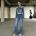 European And American Retro Washed Flared Jeans For Women, Casual Straight-leg Denim Pants,_ecoleips.com