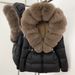 Elegant Women's Down Jacket With Fox Fur Trim, Waist-Cinching Long Coat, Warm Winter Parka, Korean Style Luxury Outerwear_ecoleips.com