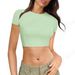 Women's Round Neck Short Sleeve T-Shirt Fashionable Thin Pullover Milk Silk Top For Hot Summer Baring Design_ecoleips.com