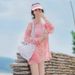 Pink Two Piece Swimsuit For Slightly Chubby Girls Conservative Slimming Sun Protective Cover Up Perfect For Hot Springs And The Beach_ecoleips.com