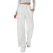 Women's Clothing Embossed Elastic Waist Women's Temperament Loose Trousers Casual Sweater Wide Leg Pants_ecoleips.com