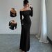 Women's Sexy Off Shoulder Shirred Bodycon Maxi Dress – Elegant Fall Evening Gown 2026_ecoleips.com