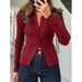 Casual, Simple Solid-Color Long-Sleeved Shirt, Woolen Women's Clothing, Autumn And Winter Cardigan Sweater_ecoleips.com