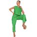 Summer Shoulder Pad Sleeveless Top And Long Pants Two-Piece Casual Fashion Cotton Linen Women's Set_ecoleips.com