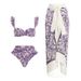 Women's Clothing Swimwear New Mini Ruffled Purple Dragonfly Print One Piece Swimsuit Suit For Women_ecoleips.com