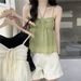 Women's Clothing Pure Color Small Fresh French Suspenders Women's Halter New Sweet Small Vest Outerwear Double Layer Suspenders_ecoleips.com