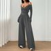 Women's V Halter Neck Jumpsuit European American Style Short Sleeved Tie Waist Cinching Wide Leg Casual Long Pants_ecoleips.com