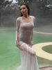 K New Beach Dress Women's Solid Color Sexy Lace Beach Bikini Swimsuit Cover Up Sun Protection Clothing_ecoleips.com