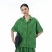 2025 Summer New Plus Size Women's Loose Slimming Short Sleeve Shirt Hook Pattern Fashion Brazilian Collar Blouse 68681_ecoleips.com