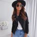 K Ladies' Fashionable Casual Motorcycle Zipper Button Jacket_ecoleips.com
