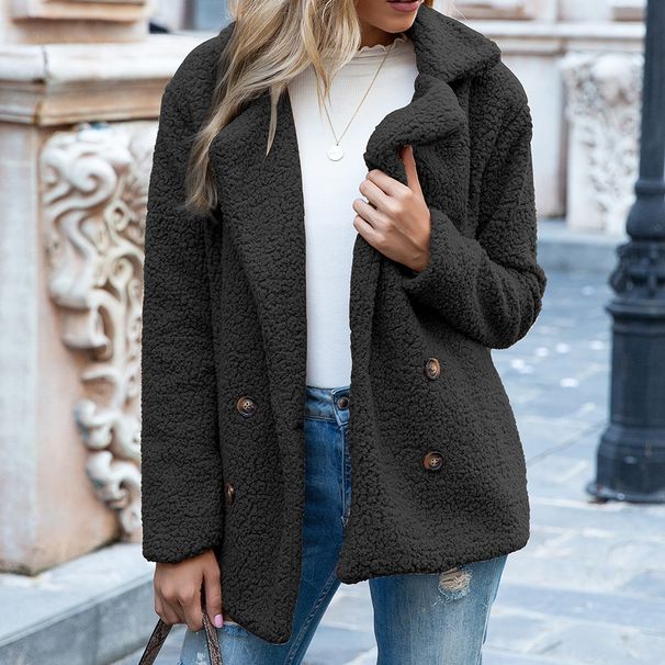 K New Button Down Fur Jacket With Loose Collar And Plush Sweater_ecoleips.com