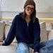 Women’s Half-Zip Knit Sweater – Oversized Pullover With Stand Collar (S-XL, 6 Colors)_ecoleips.com