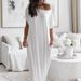 Aria Basics Aria Basics 2025 Cross-border European And American Summer New Women's Solid Color Short-sleeved Long Casual Dress Nightgown_ecoleips.com