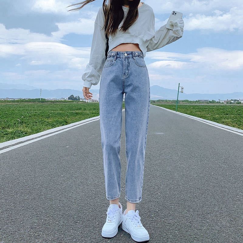 High-Waisted Adjustable Skinny Jeans For Women Trendy Korean Style Straight Leg Crop Pants Carrot Harem Pants For Summer_ecoleips.com