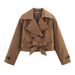 Women’s Clothing Spring New Women's Fashion Slim Versatile Belt Design Long Sleeved Windbreaker Short Jacket_ecoleips.com