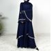 Verve 4618 New Chiffon 2025 Striped Large Bell Sleeve Long Dress Robe Cardigan Set Ethnic Clothing For Women_ecoleips.com