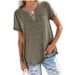 Spring/Summer New Top V-neck Short Sleeve Pocket Loose T-shirt For Women_ecoleips.com