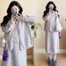 Autumn Winter New Korean Style 2-Piece Knitted Maternity Dress For Pregnant Women_ecoleips.com