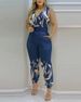 Women's High-Waisted V-Neck Jumpsuit Backless Print Design Spring/Summer New European American Style_ecoleips.com