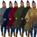 Women's Oversized High-Neck Pullover Sweater, Vintage Fringe Detail Long Sleeve Tunic Top, Soft Suede-Like Fabric For Fall & Winter_ecoleips.com