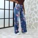 High waist new style printed jeans 2024 loose straight flower pattern European and American women's pants long wholesale_ecoleips.com