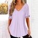 2026 European And American Cross-border Foreign Trade New Spring-summer Solid Color V-neck Loose Short-sleeve_ecoleips.com