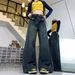 Plus-size American Retro Jeans Women, Autumn High-waisted Straight Pear-shaped Body, Slimming Wide-leg Long Pants For_ecoleips.com