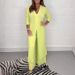 Women's Clothing Spring And Summer New Wear V Neck Long Sleeve Split Tops And Pants Two Piece Set_ecoleips.com
