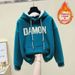 Women's Clothing Stylish Women's Fleece Lined Hooded Sweatshirt And Plaid Pants Set Casual Retro Outfit Loose Fitting Straight Leg_ecoleips.com