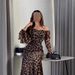 Women's Clothing Autumn And Winter Sexy Chiffon Watermark Leopard Dance Dress_ecoleips.com
