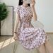 Summer New Cotton Silk Dress, Artificial Cotton, Petite Figure-flattering, Floral Print, Vacation Bohemian Mid-length_ecoleips.com