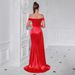 Women's Sexy One-Shoulder Evening Dress - Elegant Banquet Gown With High Slit (Perfect For Parties & Gatherings)_ecoleips.com