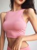 Women Sexy Slim Tops Summer Fashion O-neck Sleeveless Double Nylon Ladies Good Quality Tank Tops 6 Colors_ecoleips.com