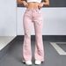 K Jeans, Women's Versatile Flared Trimming, Fashionable And Casual Heart-shaped Perforated Flared Pants_ecoleips.com