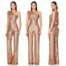 Women's Clothing Jumpsuits Fashion Sleeveless One Shoulder Backless Sequin Jumpsuits_ecoleips.com