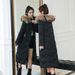 Women's Long Padded Coat Winter Warm Trench Jacket With Faux Fur Collar, Slim Fit, Plus Size Options_ecoleips.com