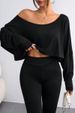 Women's Clothing Loose Collar Bottom Fashion Navel Exposed T Shirt Long Sleeve Top_ecoleips.com