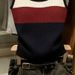 Korean Retro Color-Block Sleeveless Top - Stretchy Knit Camisole With Breathable Polyester Blend, Slim Fit Casual Wear For Women_ecoleips.com