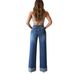 2025 Winter Cross-Border Bestseller Women's High-Waisted Stretch Straight-Leg Jeans With Loose Cuffs_ecoleips.com