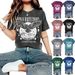 Women's Short Sleeved Wing Tops Summer Cartoon Print Round Neck Loose Short Sleeved T Shirt Tops_ecoleips.com