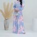 Women's Clothing Modest Abaya Dress Muslim Modest Dress – Floral Print Chiffon Abaya With Stand Collar & Lantern Sleeves ( Middle Eastern Style)_ecoleips.com