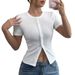Women's Clothing Slim Fit Crop T-Shirt Casual Summer Style Show Figure Tees Polyester Cotton Top_ecoleips.com