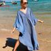 Women's Clothing Solid Color Crochet Beach Cover Up – Lightweight Sun Protection Swimwear Wrap, Loose Fit Bikini Cover_ecoleips.com