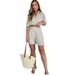 women's clothing 2024 new solid color fashionable casual long-sleeved shirts, belts and shorts women's suits_ecoleips.com