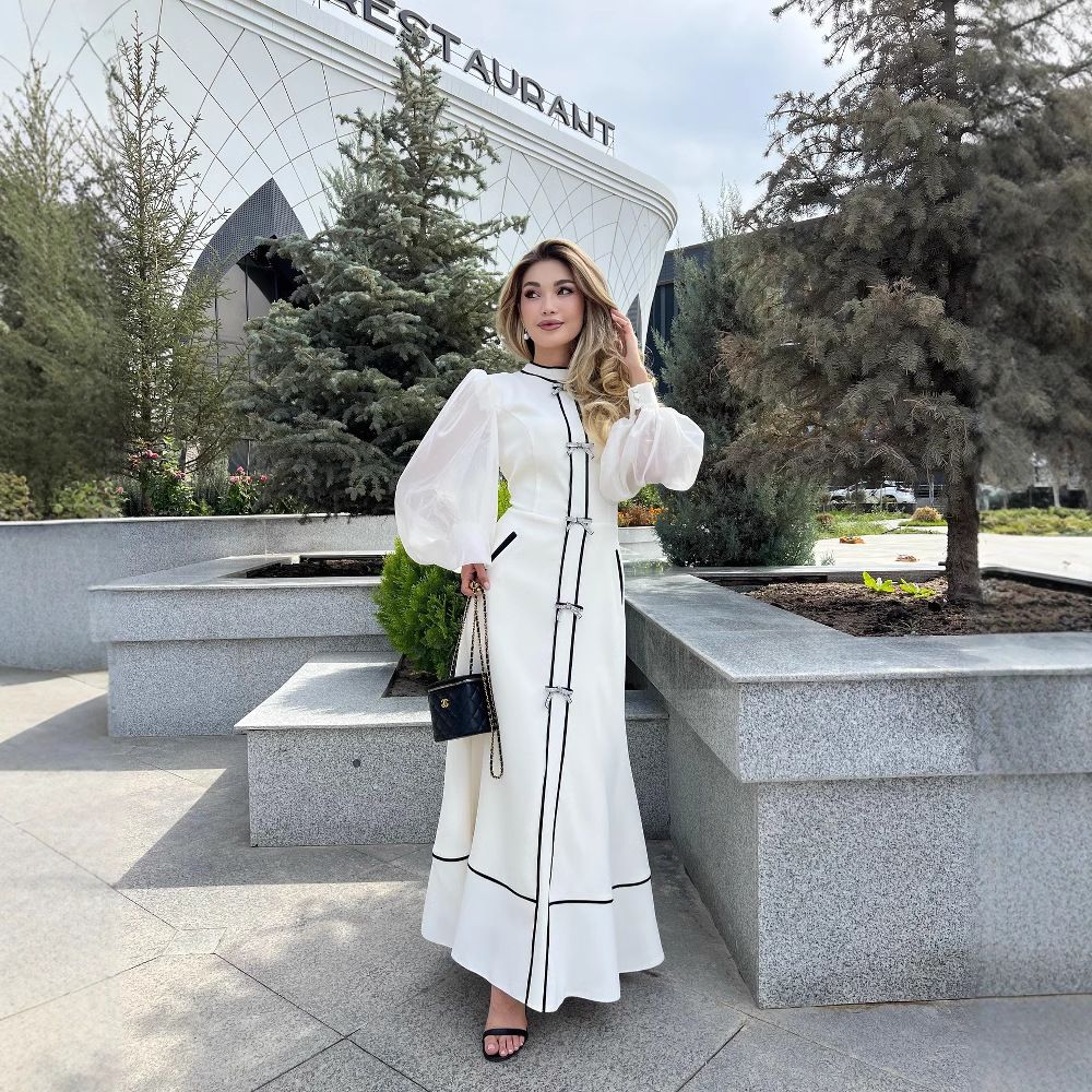 Women’s Clothing New Bow Decoration Contrast Design Temperament Long Dress_ecoleips.com